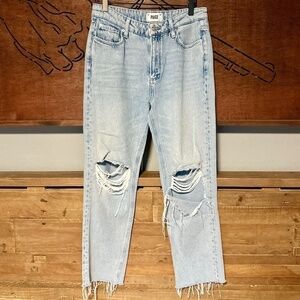 PAIGE Noella Straight Leg Raw Hem Denim Jeans (Doretta Destructed), 27
